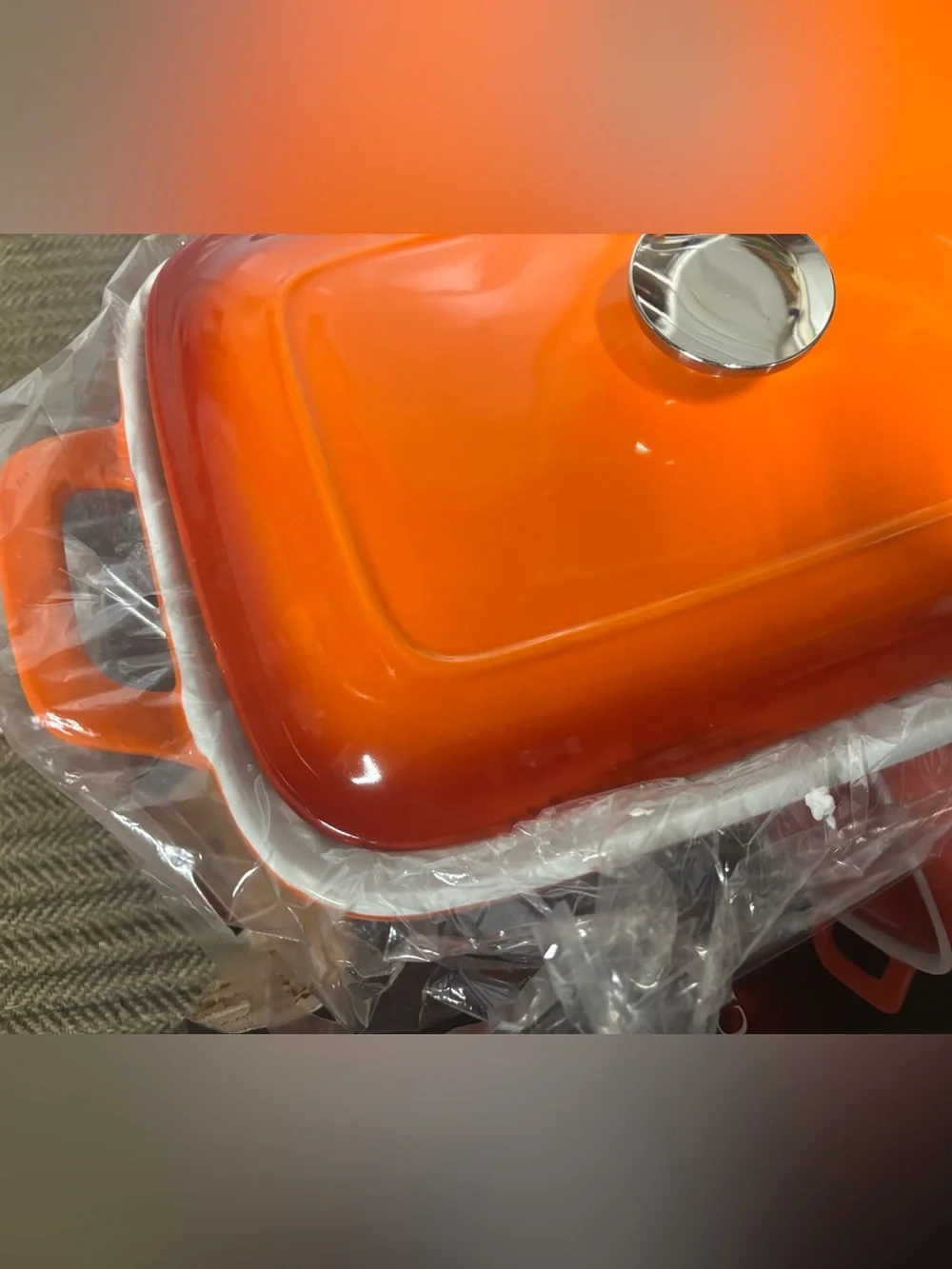 Hells kitchen orange ceramic 4qt bakeware rectangular covered casserole dish